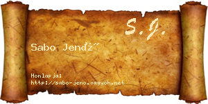 Sabo Jenő névjegykártya